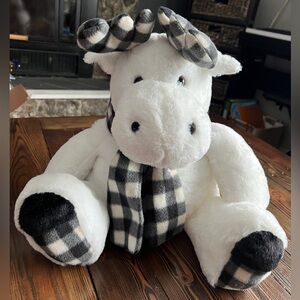 DAN DEE • soft moose plush plaid black white stuffed animal imagination play